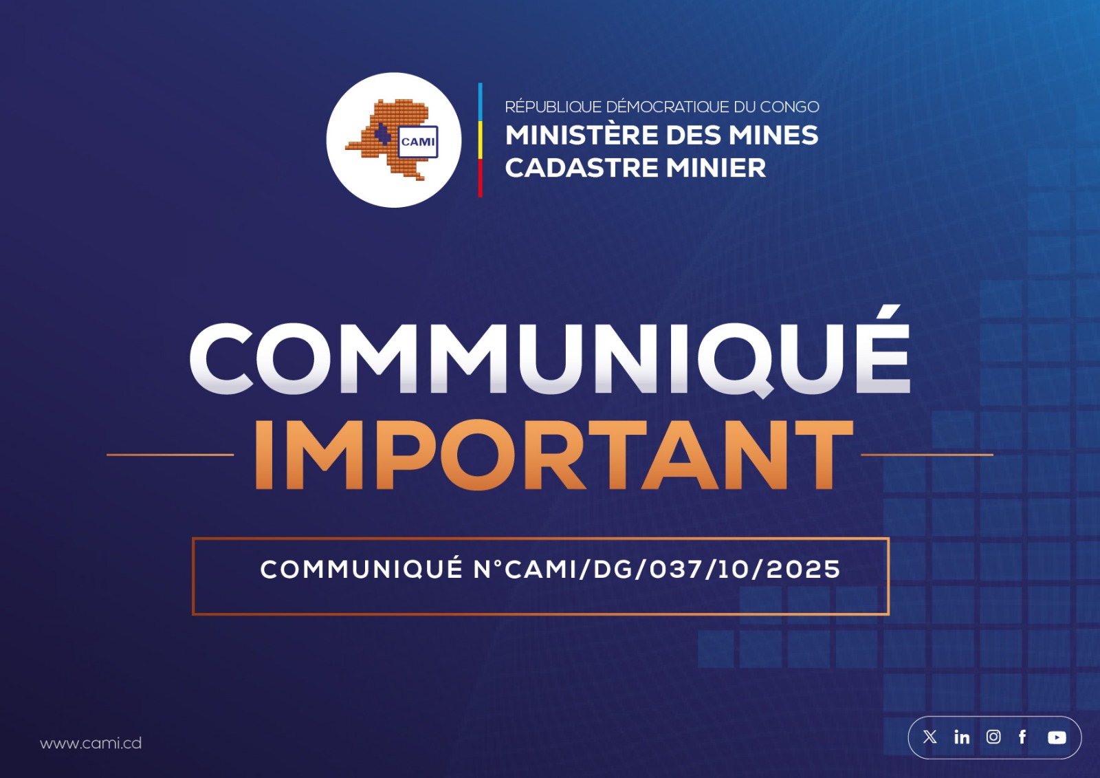 Lire la suite à propos de l’article COMMUNIQUÉ N°CAMI/DG/037/10/2025